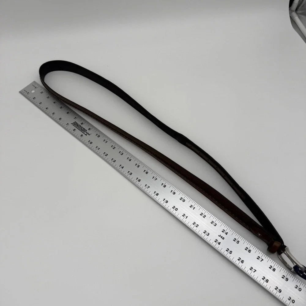 Tommy Hilfiger Mens Brown Braided Leather Belt Silver‎ Buckle Size 50 NWT